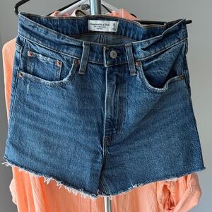 Abercrombie & Fitch Blue Frayed Denim Shorts